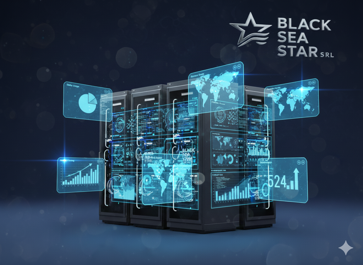 Modern logistics warehouse with trucks and containers showing our state-of-the-art facilities